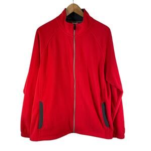 Vintage STARTER Mens Full Zip Fleece Casual Jacket Red Size Large 42-44 Gorpcore